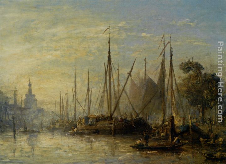 Le port de Rotterdam painting - Johan Barthold Jongkind Le port de Rotterdam art painting